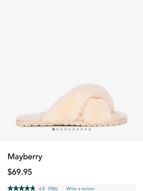 Emu Fluffy Crossover Sheepskin Slides / Mayberry Slippers Size 6